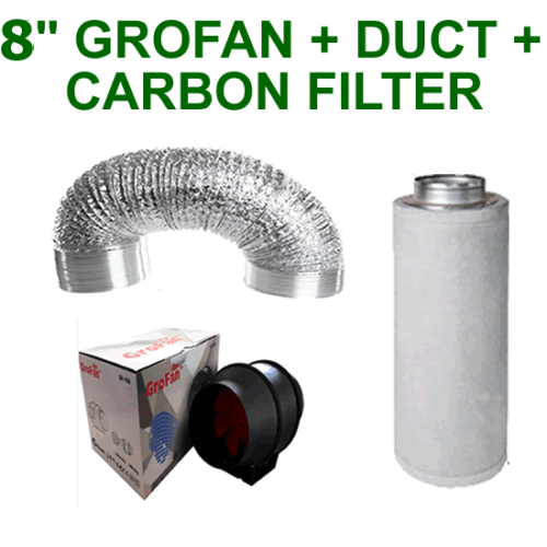 8"/200MM COMBO - EXTRACTOR FAN + CARBON FILTER + ALUMINIUM DUCTING GROW TENT - Picture 1 of 4