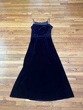 Vintage Dave & Johnny Blue Velvet Gown Spaghetti Strap Glamorous Women's 11/12
