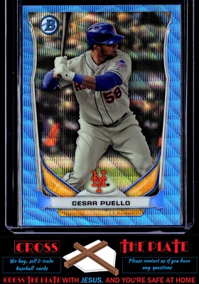 2014 Bowman Chrome Prospects Blue Wave Refractor Cesar Puello Mets #BCP34 !