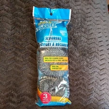 Steel Stainless-Steel Scourers NIP for Pots Pans Grills Stoves Ovens 3pad M31