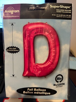 Anagram Helium Foil Balloon 33 Inch Letter D Brand New
