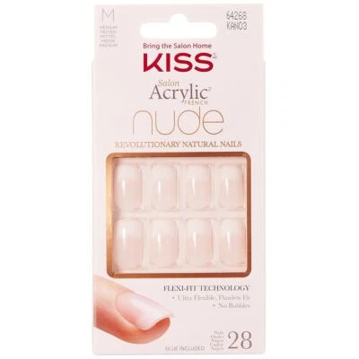 Kiss False Nails Salon Acrylic Nude French Nails - Cashmere - Glue Included