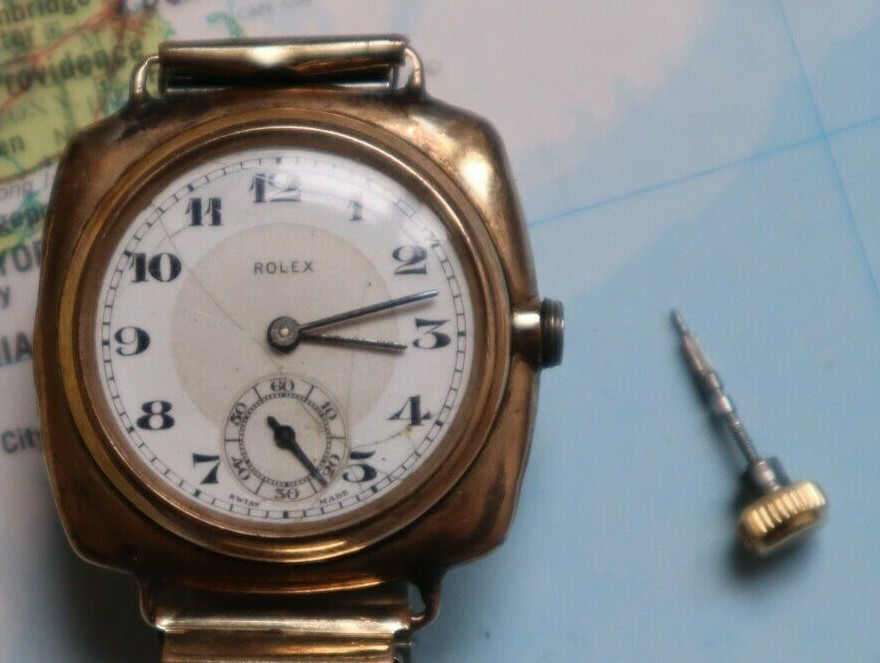 1935 ROLEX Oyster PRIMA 9KT gold cushion men wrist watch ref 260554 1925 repair image 4