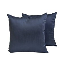 Art Silk Plain Solid Pack of 2, 16"x16" Throw Pillow Cover- Midnight Blue Luxury