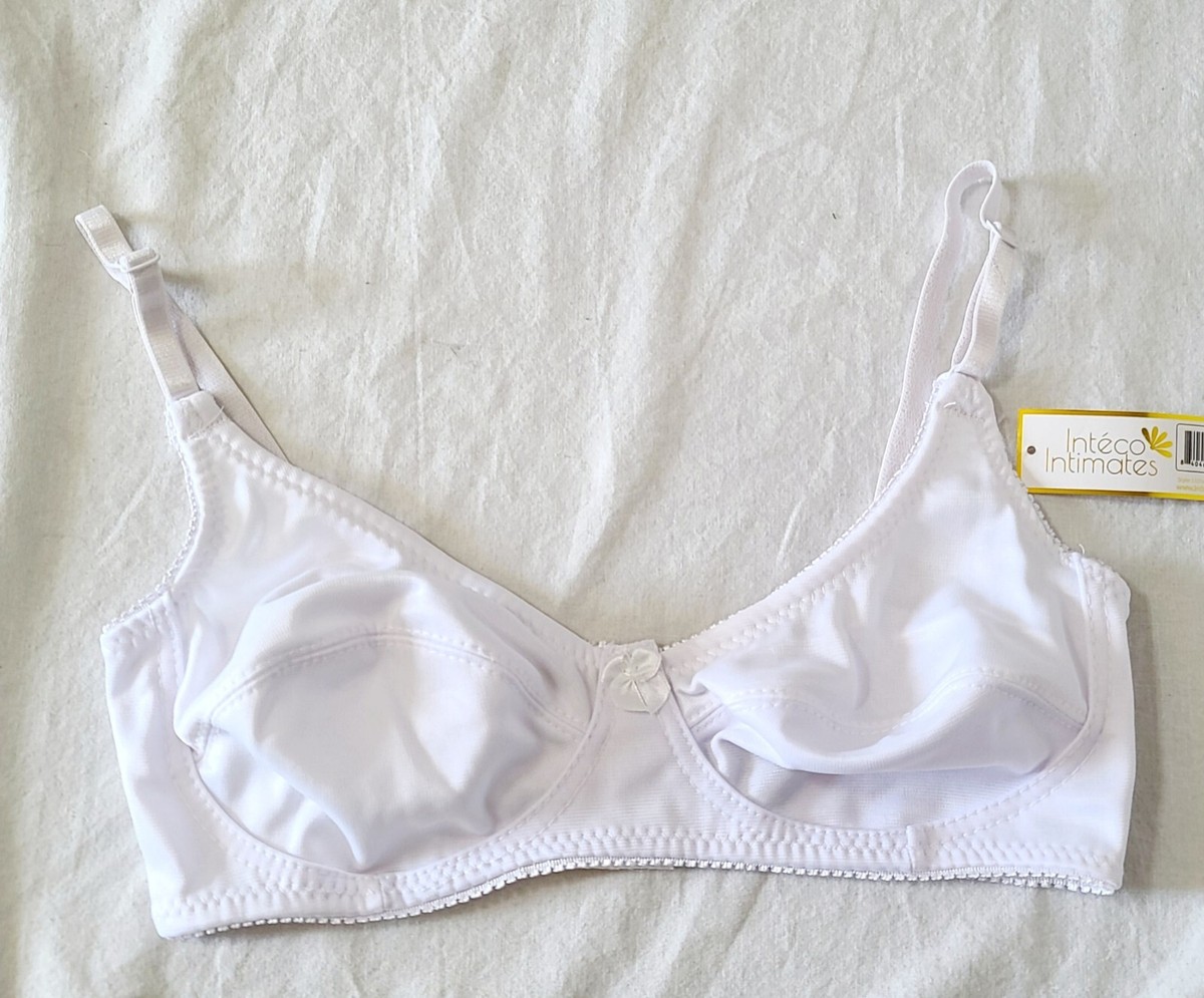 Inteco Intimates White Non Padded Wireless Bra Size 38D T18-3274