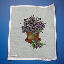 Melissa Shirley Hand Painted Needlepoint Canvas Violet Pot Bouquet Flowers 18 ct