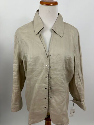 TOTO N KO beige linen shirt Women's 14 NEW NWT