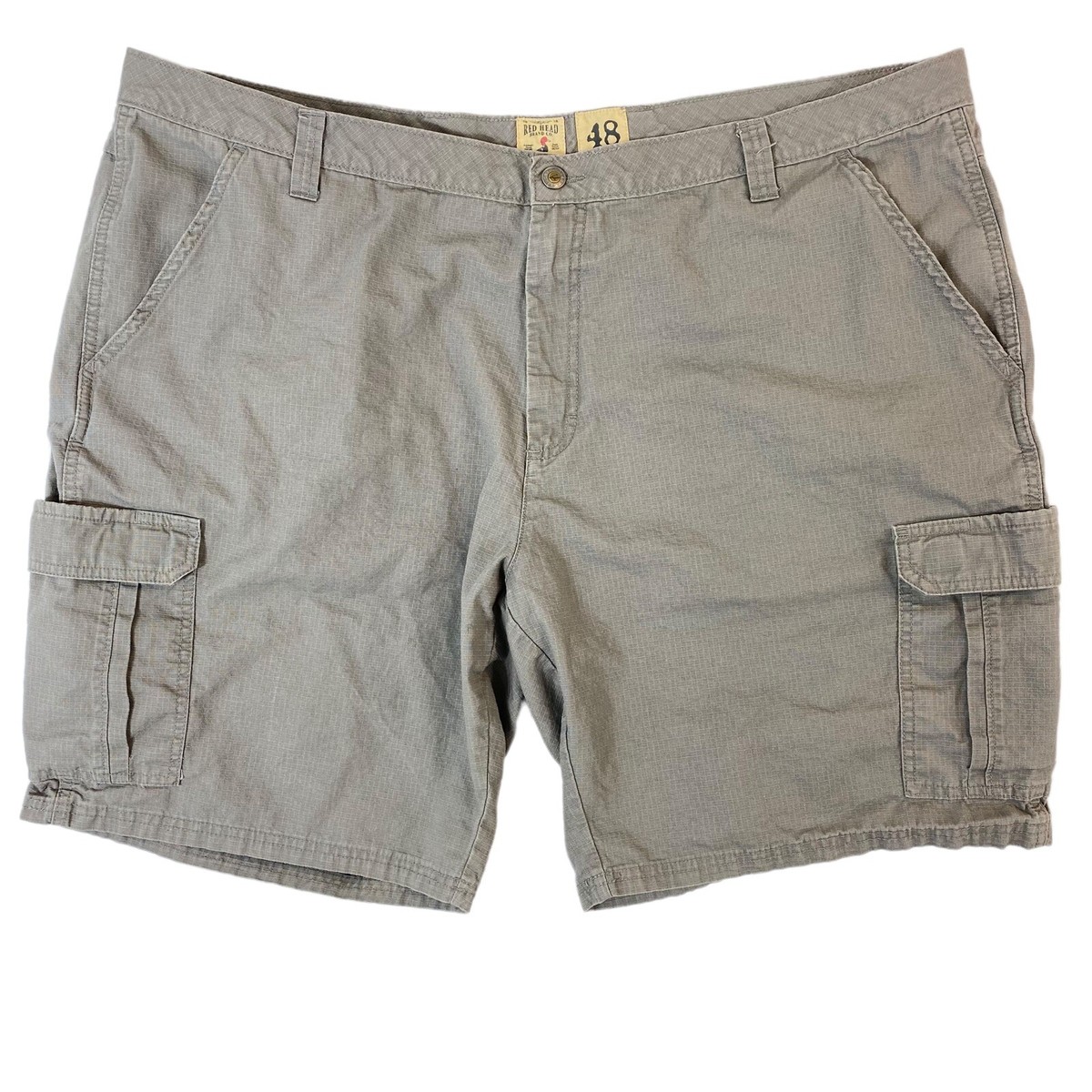 RedHead Cargo Shorts Men's 48 Gray Flat Front Multi-Pocket Casual Cotton