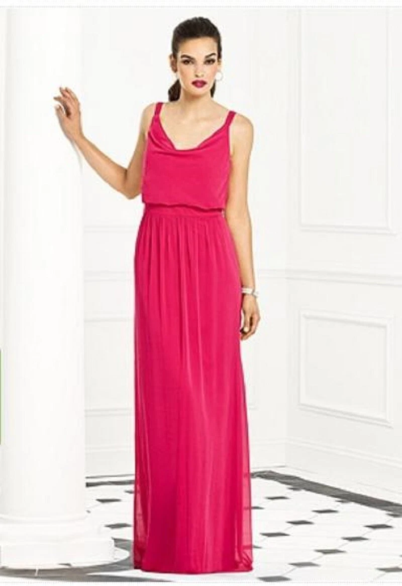 Cowl neck top dress pink