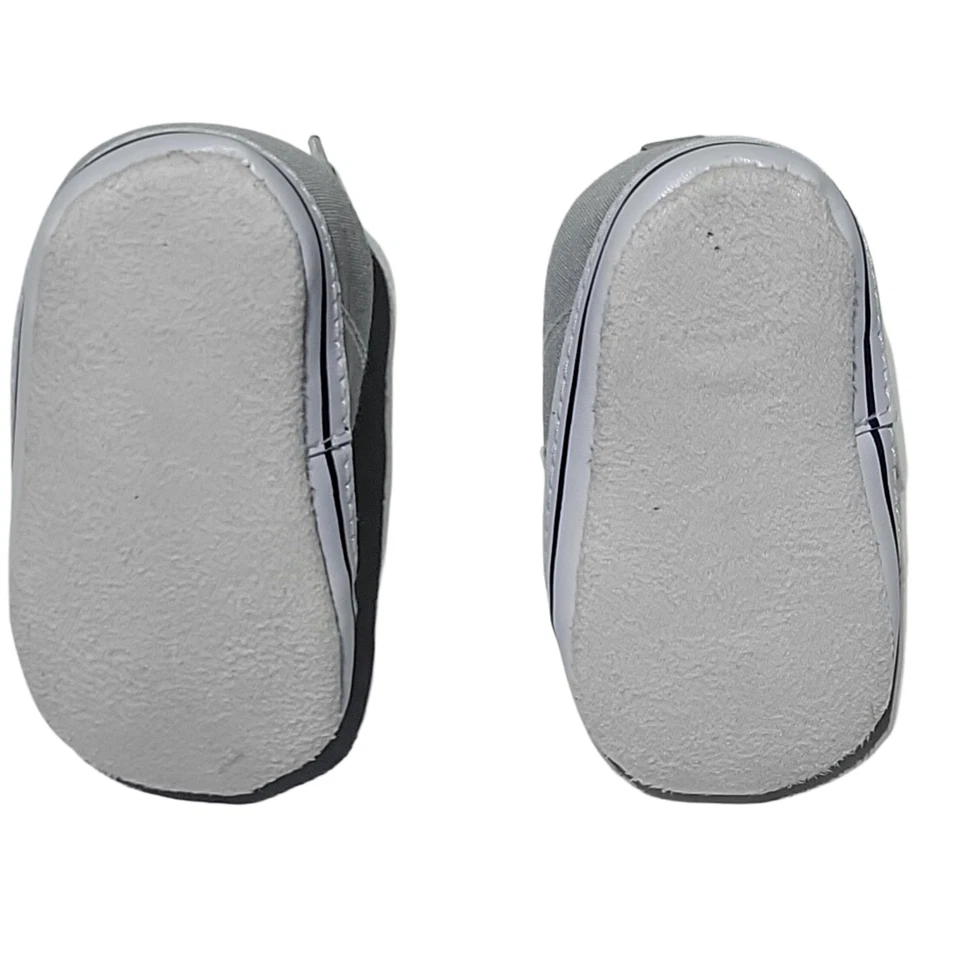 Zapatillas Robeez Mini Shoez Gris Blanco 3-6 Meses Lona Suave Suela Flexible Zapatos Foto 3 de 4