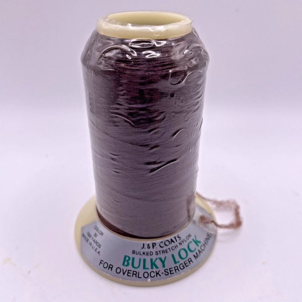 Vintage J & P Coats Bulky Lock for Overlock Serger Thread Spools Brown #50 USA - Image 2 of 4