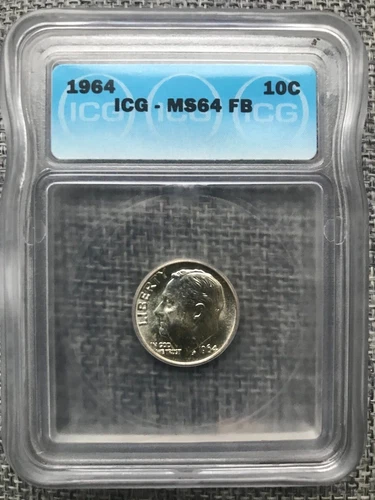 1964 Roosevelt Dime ICG-MS64 FB