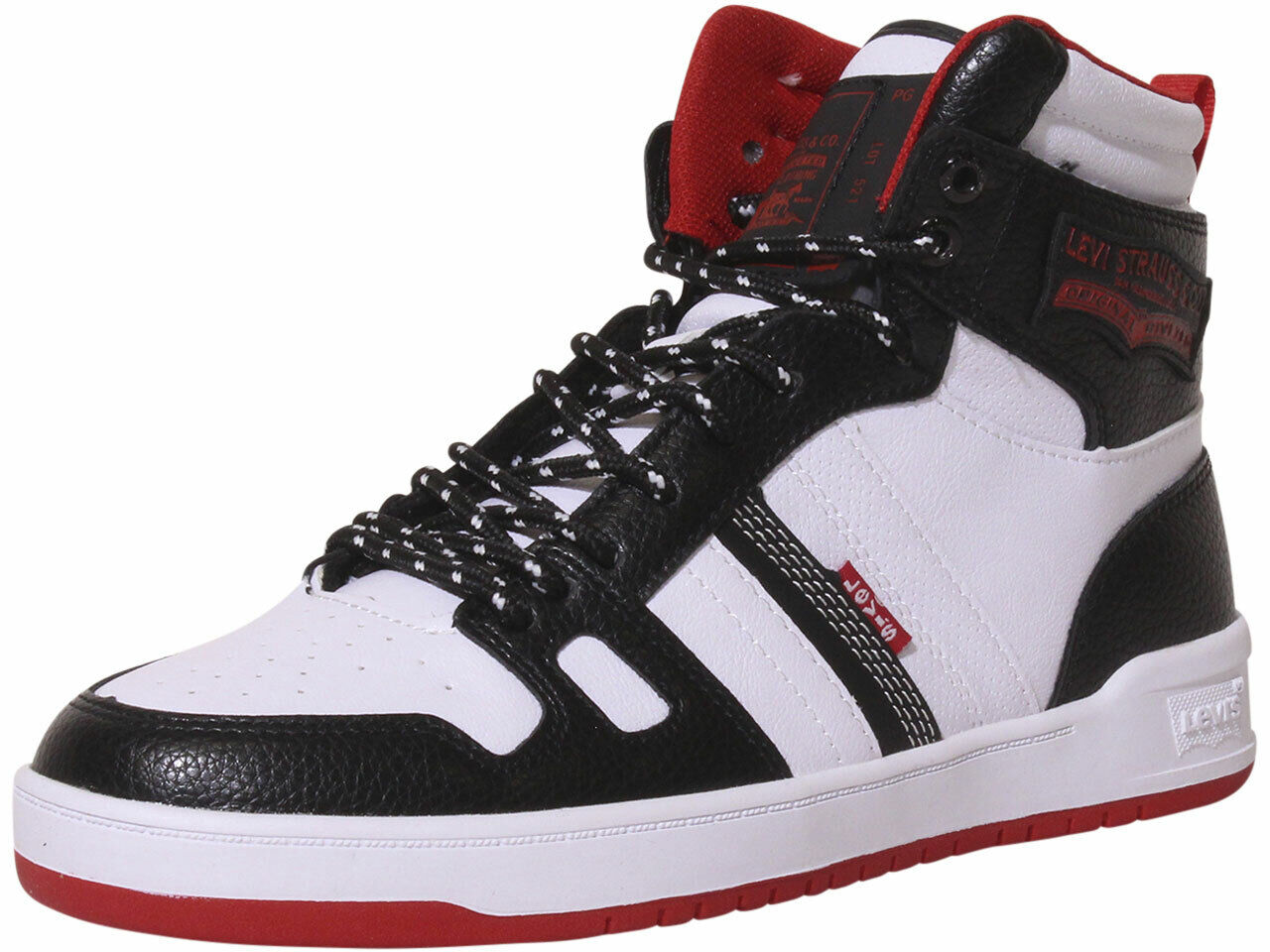 Levi's Men's 521-BB-HI-Pebbled-UL Sneakers High Top Black/White/Red | eBay