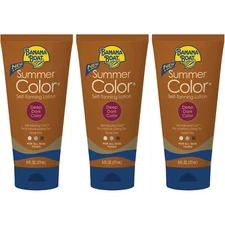 3 Pack Banana Boat Summer Color Self-Tanning Lotion, Deep Dark Color 6oz Each