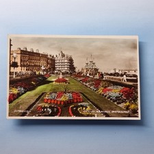 Eastbourne Postkarte Sussex um 1935 Echt Foto Teppich Gärten alte Autos getönt