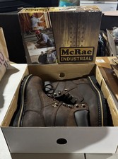 Botas Industriales McRae Para Hombre 13W Cuero Marrón Trabajo Puntera Acero Nuevas en Caja