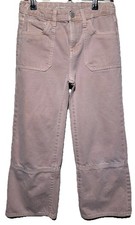 Old Navy Girls Light Pink Baggy Wide Leg Denim Jeans Size 10 Adjustable Waist