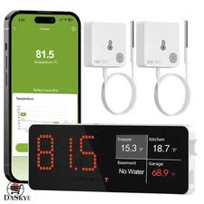 Smart WiFi Freezer Thermometer with Hub & App Alerts - 2 Pack, 24/7 Monitoring