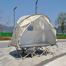 2-Person Tent 4-in-1 Folding Tent with Waterproof Rainfly Self-Inflating Mattres