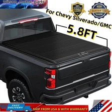 5.8FT Truck Bed Cover Retractable Hard Tonneau Cover For Chevy Silverado/GMC