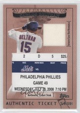 2009 Topps Ticket To Stardom Stubs Plus Memorabilia 19/239 Carlos Beltran 0j6