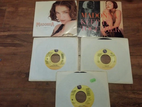 lot of 5 MADONNA 7" 45rpm records Cherish Lucky Star Keep it together 80's pop