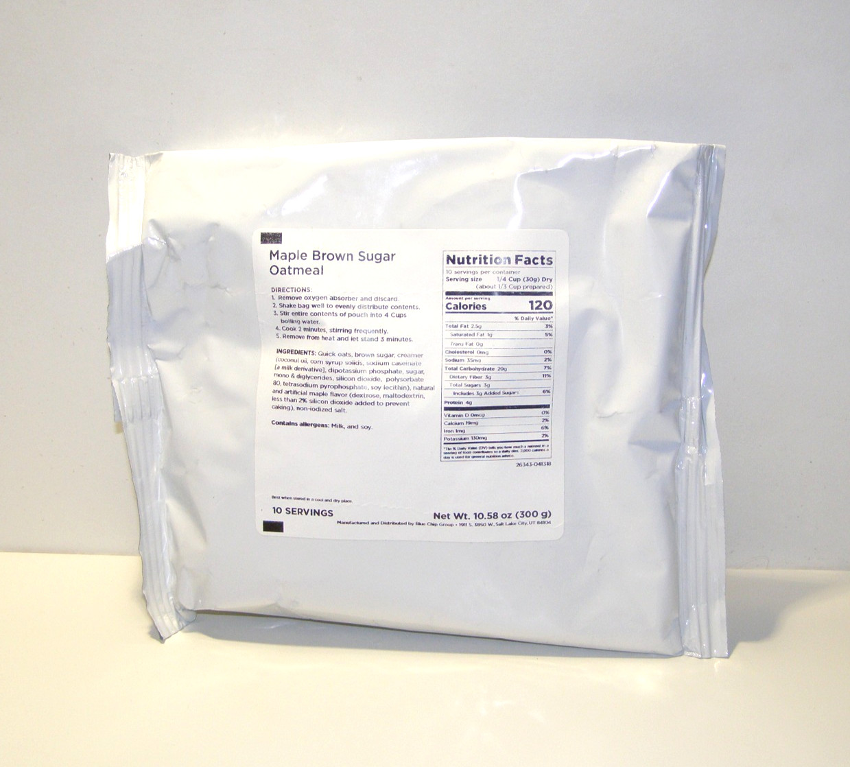 AUGASON FARMS Maple/Brown Sugar Oatmeal Cereal FREEZE DRIED Food POUCH Serves 10