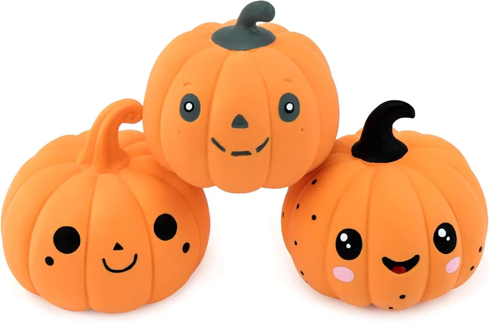 Juego interactivo de 3 piezas de juguete de látex calabaza divertido de 2,4" para perros pequeños Foto 4 de 4