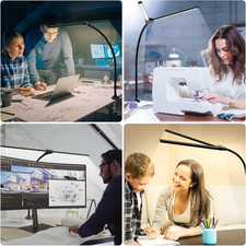 Led Desk Lamp for Office Home, Bright Double Head Desk Light with Clamp, Arch...
