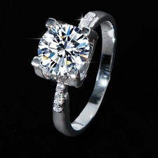 1/2Ct Round Cut Colorful Moissanite Wedding Promise Ring 925 Sterling Silver GRA