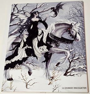 Nene Thomas A Chance Encounter Fairy Ceramic Art Tile 8”x10” Fantasy #83810 Vtg