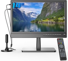 TV Schermo 14" Piccolo 1080P con Ricezione Freeview e Antenna,Due Potenza AC/DC-12V