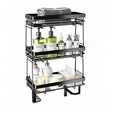 3-Tier Over The Shelf, No-Drill Bathroom Organizer, Black