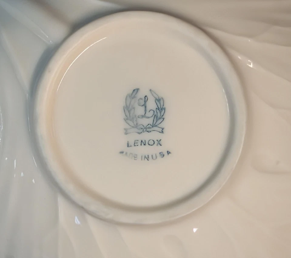 Lenox двойной лист разделенный сервировочное блюдо слоновой кости фарфоровая ручка сделано в США вкус - Изображение 3 из 4