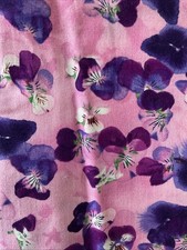 9 Yard Length Cotton Fabric Pink Background Purple Pink Pansies