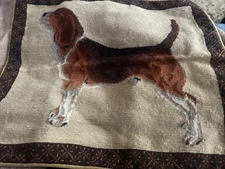 Beagle Dog Aubusson style Needlepoint Pillow Cover Case 13x15” New Gift Idea