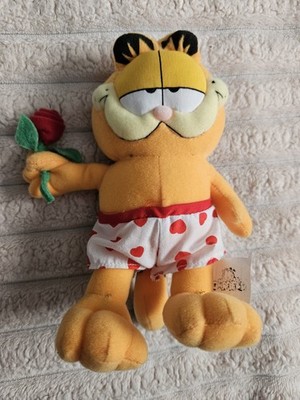 Vintage 7  Garfield With Heart Boxers Holding A Rose Plush 1981 Red Hot Lover