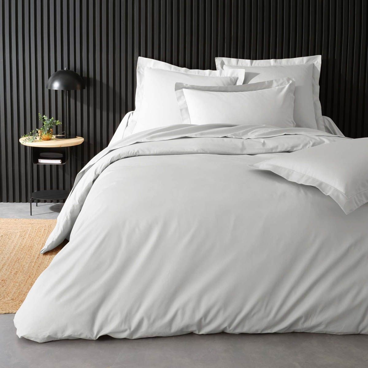 Housse de couette 240x260 percaline blanche grand lit king size adulte