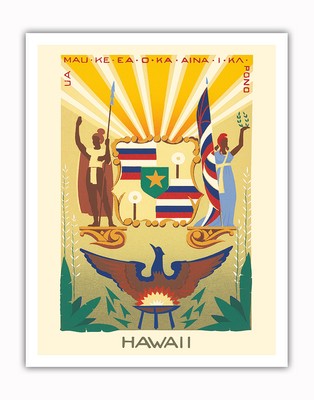 Hawaii State Motto - Life of The Land is Perpetuated in Righteousness - c.1930s