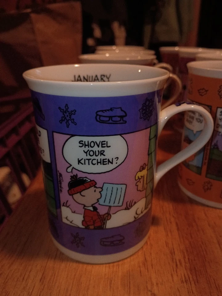 Danbury Mint Peanuts Calendar Coffee Mug Vintage Complete Set See Description  - Image 2 of 4