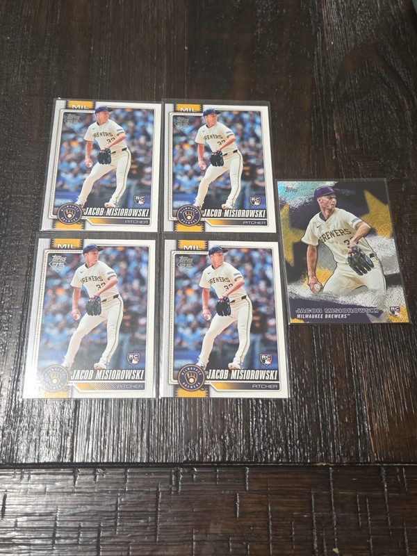 Jacob Misiorowski Brewers 2026 Topps RC Rookie 5x Card Lot +Oversized RC