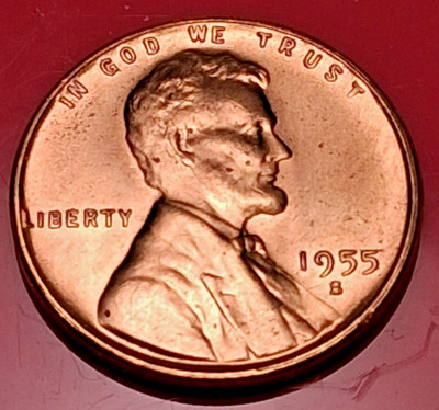 1955-S BU RED Lincoln Wheat Cent ONLY $1.25 ~ from orig roll purchased 1960's