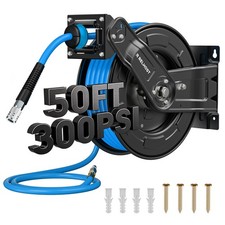 Relhost Retractable Air Hose Reel, 50 ft x 3/8 in Hybrid Max 1, Blue