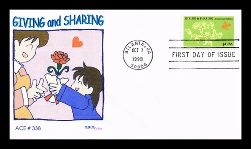 US COVER TNT CACHETS FIRST DAY OF ISSUE GIVING & SHARING AMERICAN TRADITION