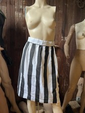Vintage 70s Striped Skirt High Waisted Black and White Costume Handmade Knee