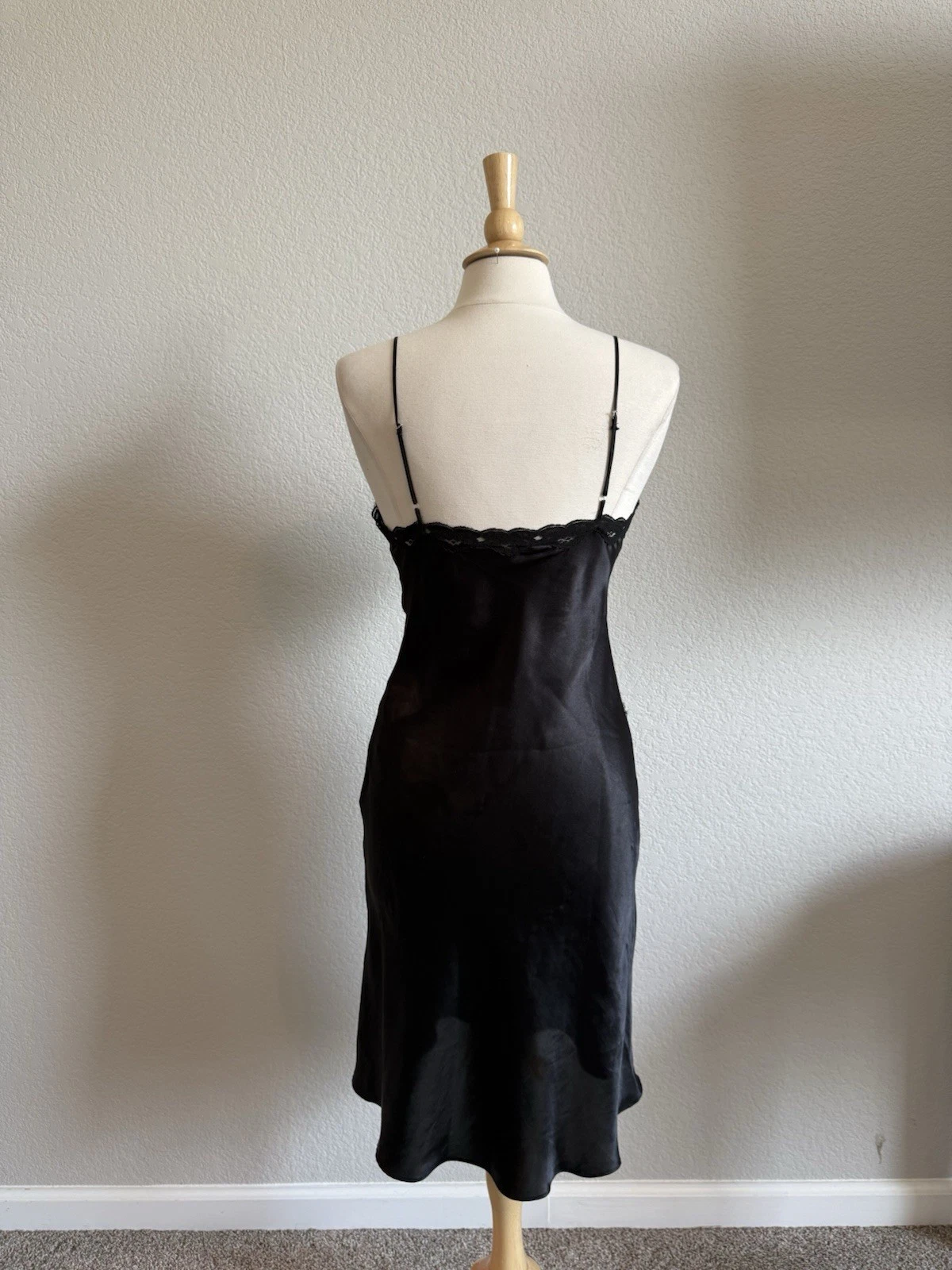UNDERCOVER Abito vestito donna vintage Victorias Secret etichetta oro nero slip piccolo pizzo anni 90