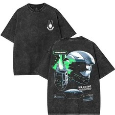 Cyberpunk Combat Helmet Graphic T-Shirt Vintage Washed Streetwear Tee