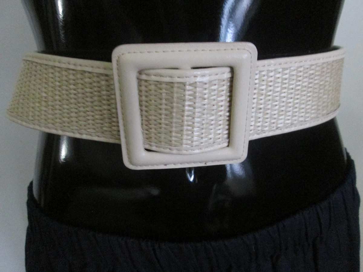 VTG Ann Taylor MADE IN USA Leather Statement Belt Taupe MEDIUM 30-33\