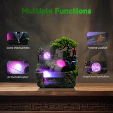 Indoor Tabletop Rockery Water Fountain W/LED Light Tabletop Feng Shui Decoration