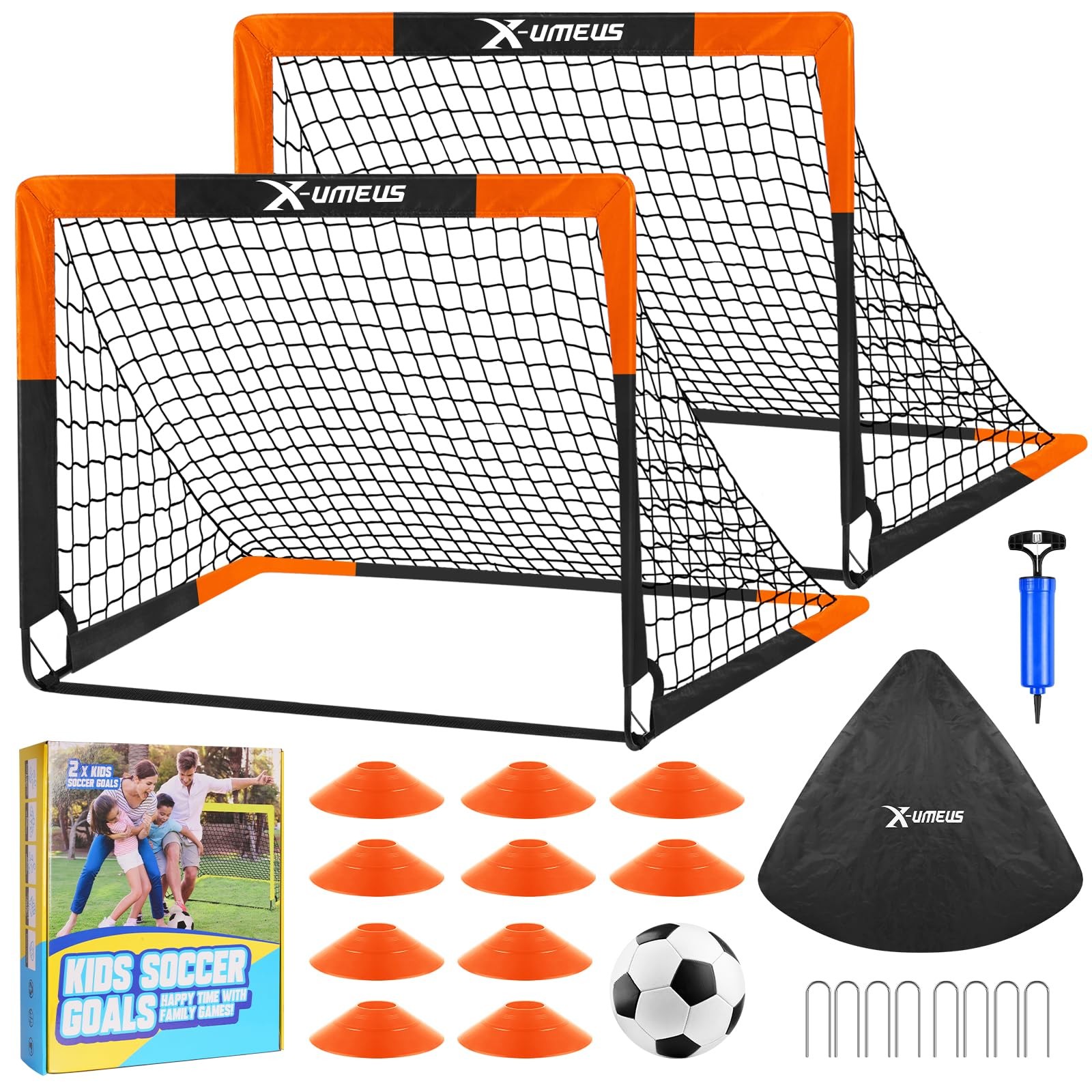 Kids Soccer Goals for Backyard Set- 2 of 6X4/ 4X3 ft 4x3 ft, Orange Black 